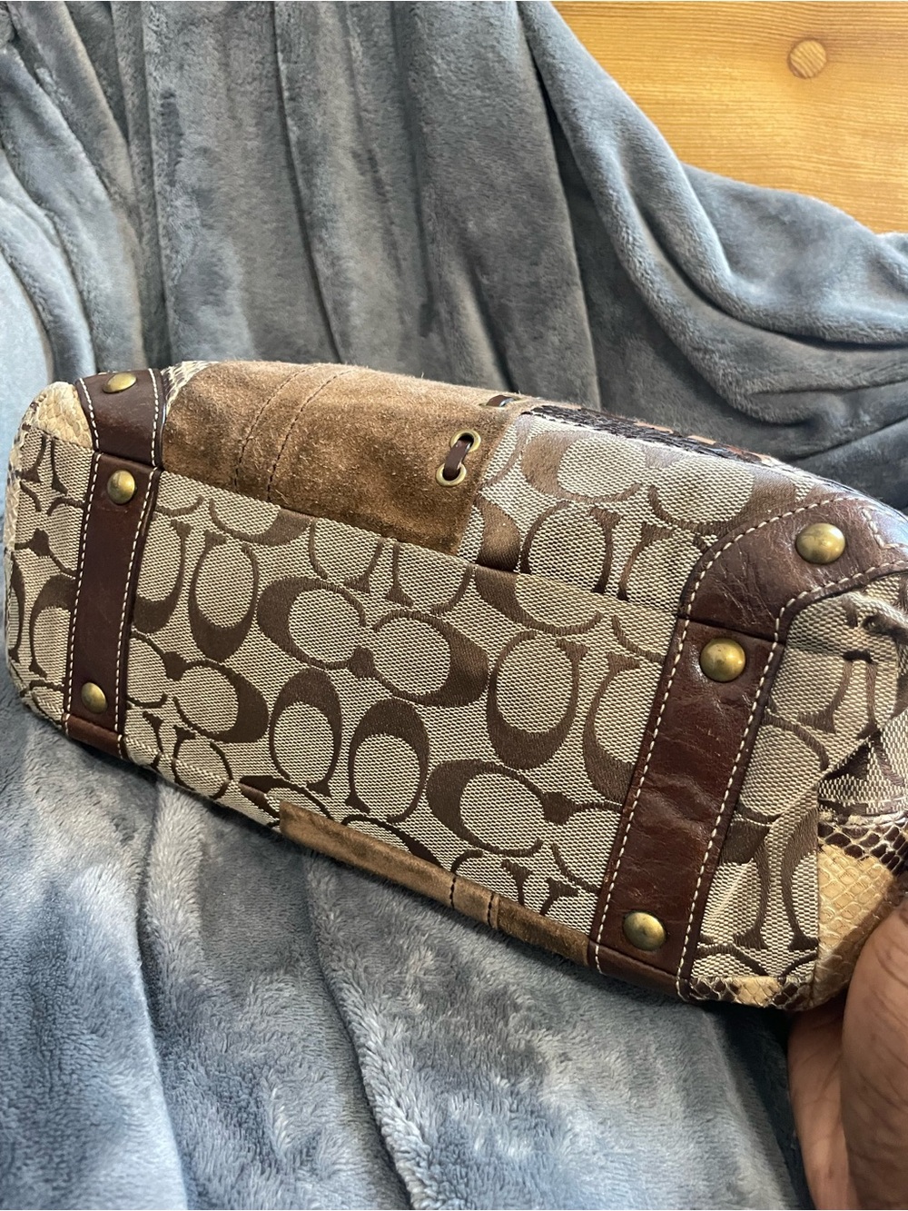 Coach Patchwork Signature Shoulder Bag in Brown and Tan - Picture 7 of 9